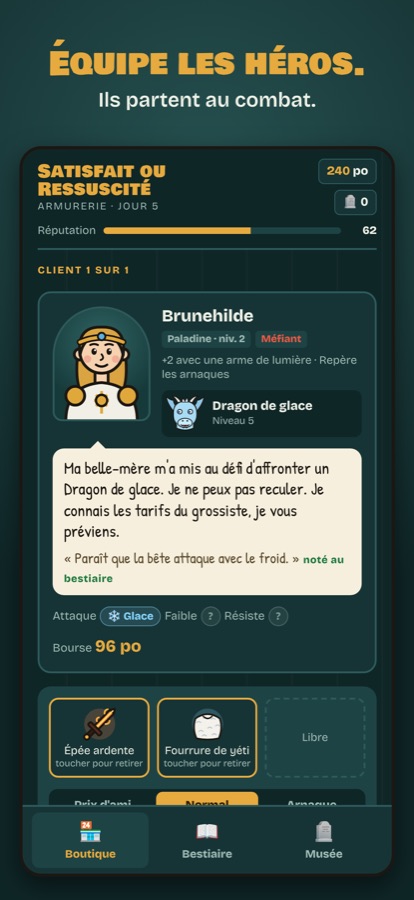 La boutique et un client
